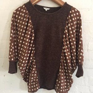 Bess Designer Sweater Brown Polka Dot Vintage Inspired Size S